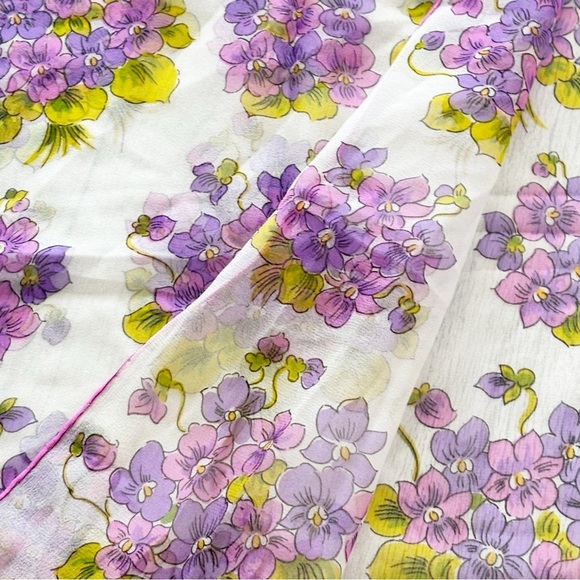Vintage BURMEL Silk Purple Violet Floral Print Scarf Multifunctional 12” X 46” - Picture 4 of 5